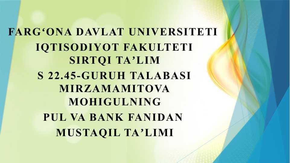 Oʻzbekiston Respublikasi bank tizimi va uning tarkibi