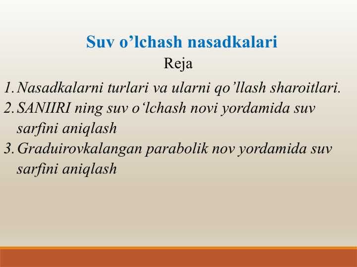 Suv o’lchash nasadkalari