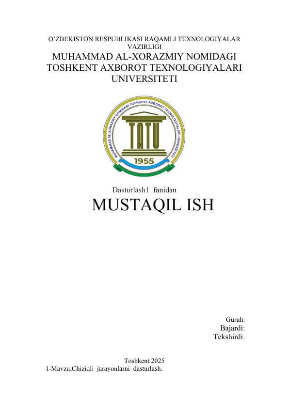1-kurs talabalari uchun dasturlash fanidan mustaqil ish
