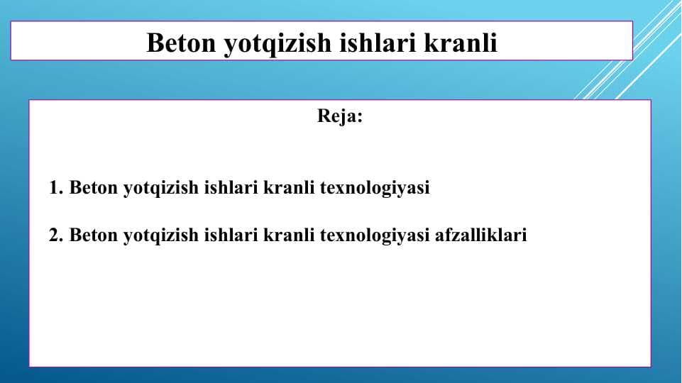 Beton yotqizish ishlari kranli