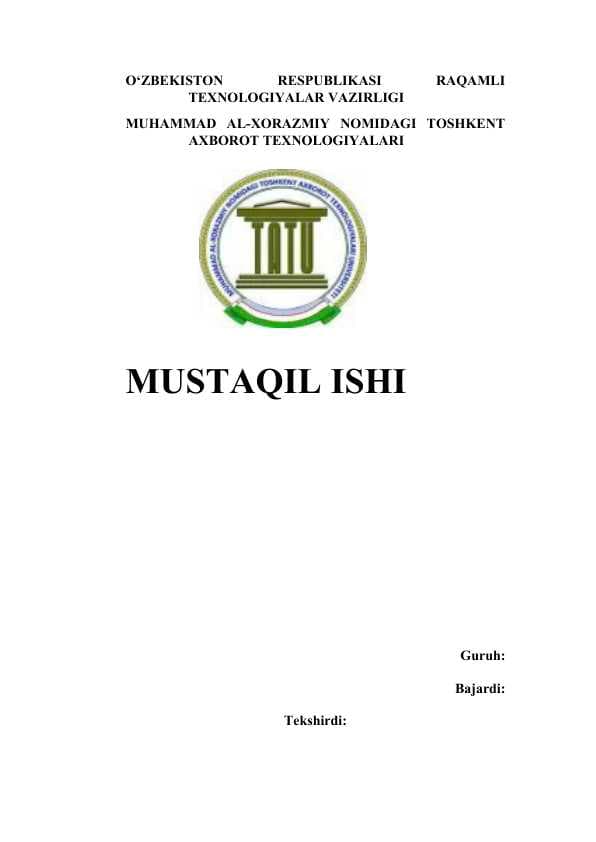 Diskret tuzilmalar fanidan mustaqil ish to'plamlar