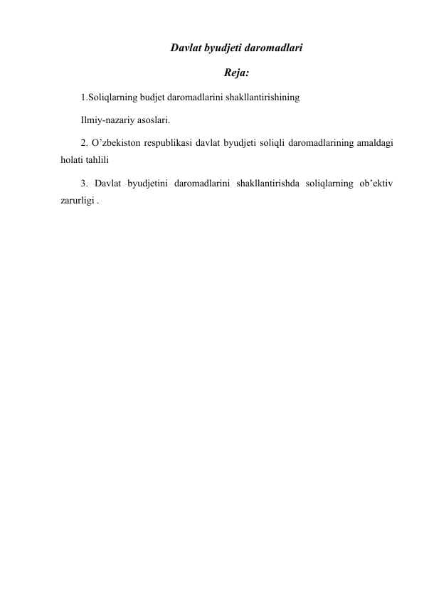 Davlat byudjeti daromadlari