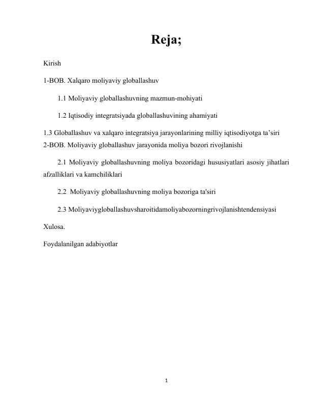 Xalqaro moliyaviy glaballashuv