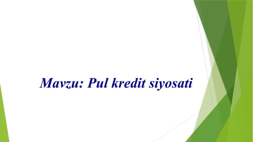 Pul kredit siyosati