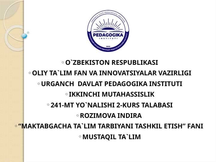 Maktabgacha yoshdagi bolalarga aqliy tarbiya berish