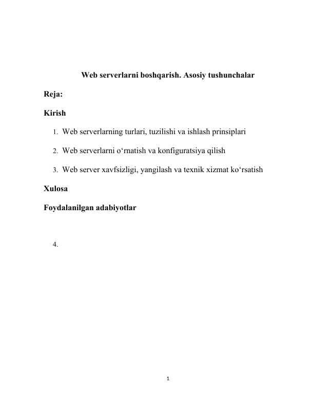 Web serverlarni boshqarish. Asosiy tushunchalar