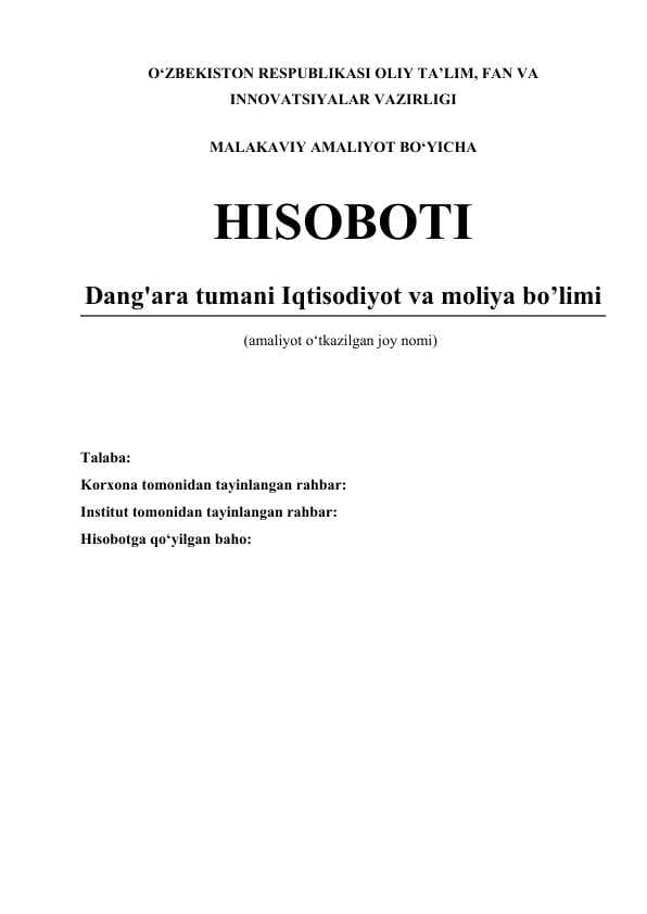 Amaliyot hisoboti