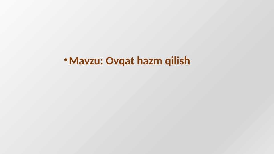 Ovqat hazm qilish