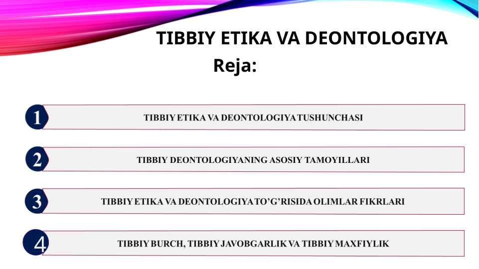 Tibbiy etika va deontologiya asoslari