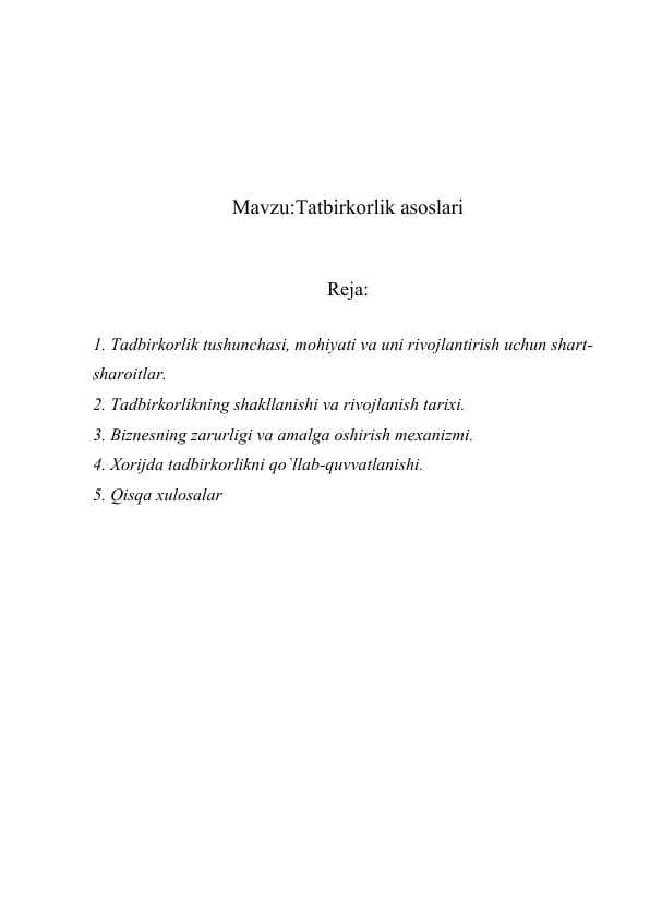 Tatbirkorlik asoslari