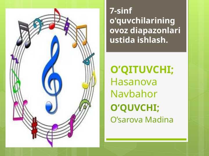 7-sinflarda ovoz diapazonlari ustida ishlash