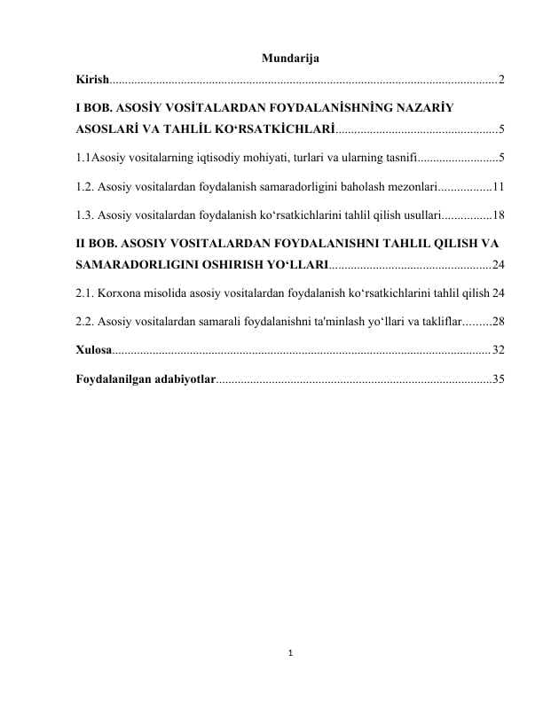 Asosiy vositalardan samarali foydalanish