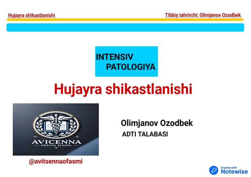 Hujayra shikastlanishi pdf