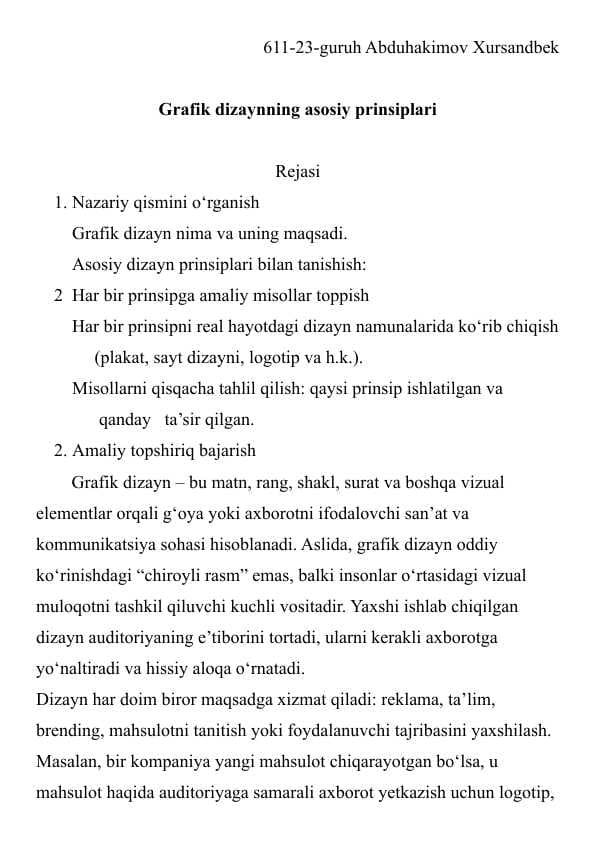 Grafik dizaynning asosiy prinsiplari