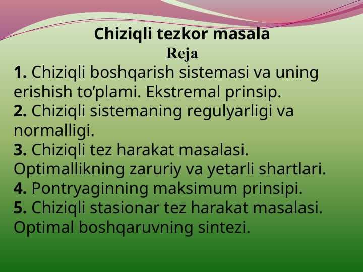 Chiziqli tezkor masala