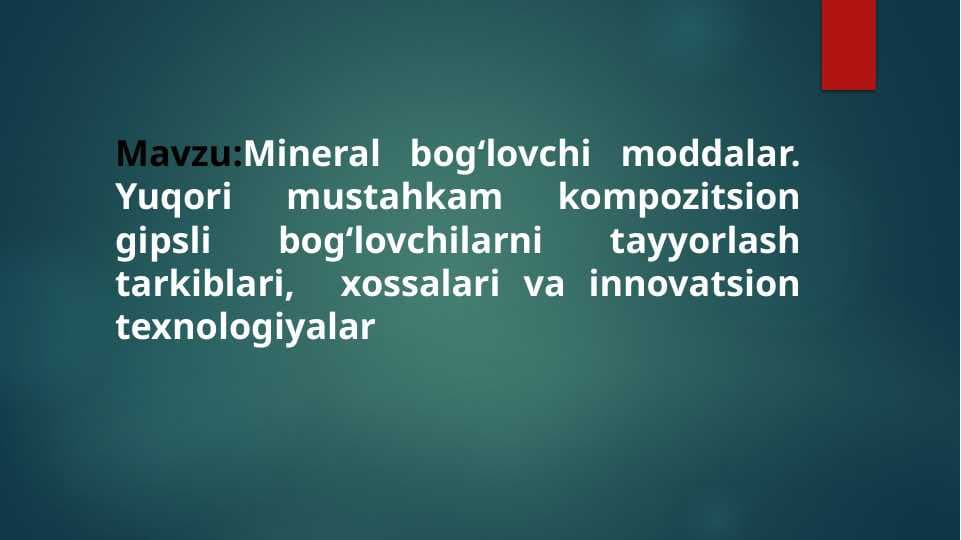 MINERAL BOG'LOVCHI.