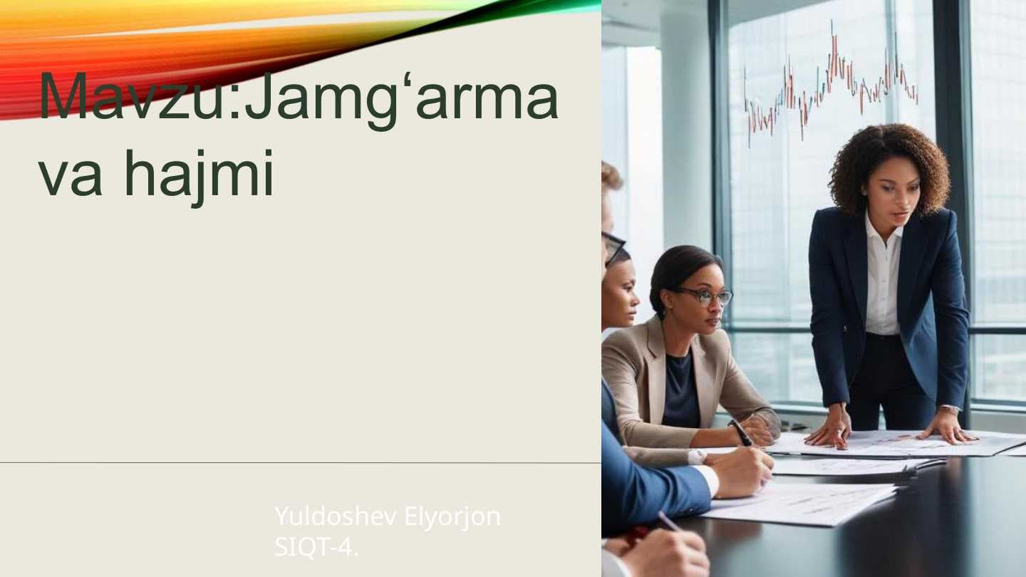 Jamgʻarma va hajmi