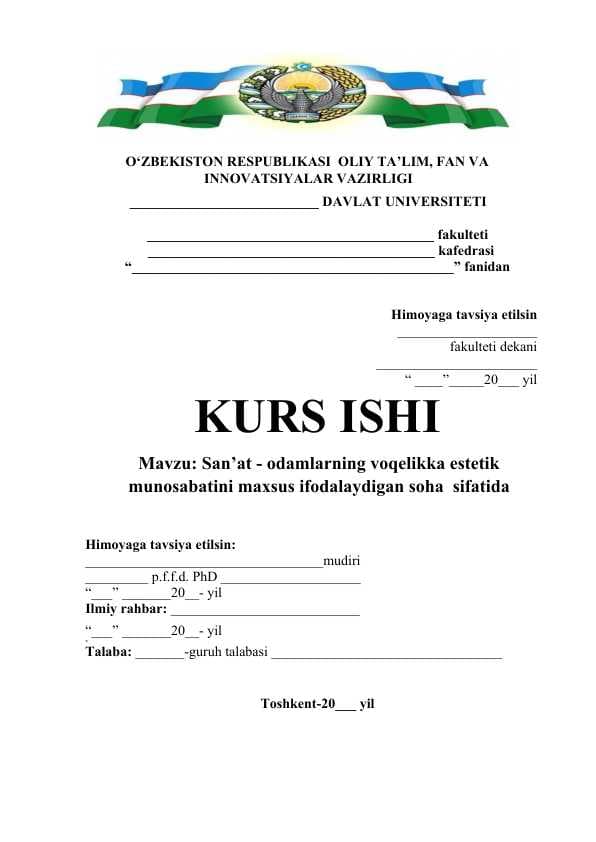 San’at - odamlarning voqelikka estetik munosabatini maxsus ifodalaydigan soha  sifatida