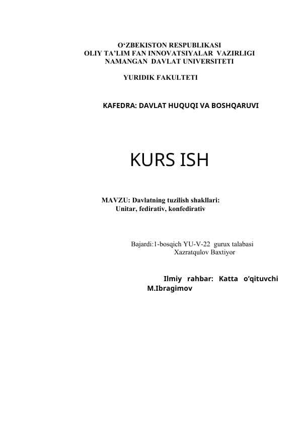 Davlatning tuzilish shakllari