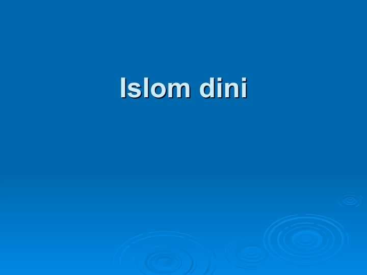Islom dini