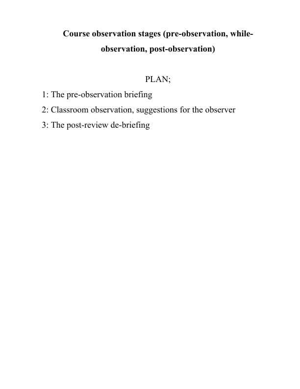 Course observation stages (pre-observation, while-observation, post-observation)