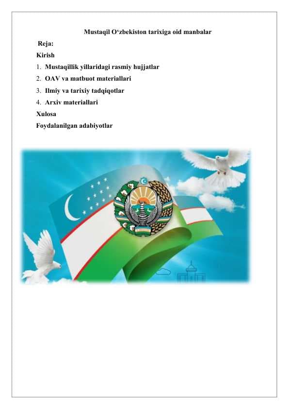 Mustaqil O‘zbekiston tarixiga oid manbalar 26