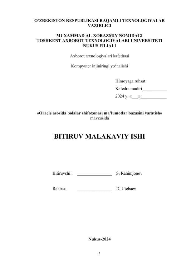 «Octave dasturida chiziqli interpolyatsiya masalalarini yechish» mavzusida    BITIRUV MALAKAVIY ISHI