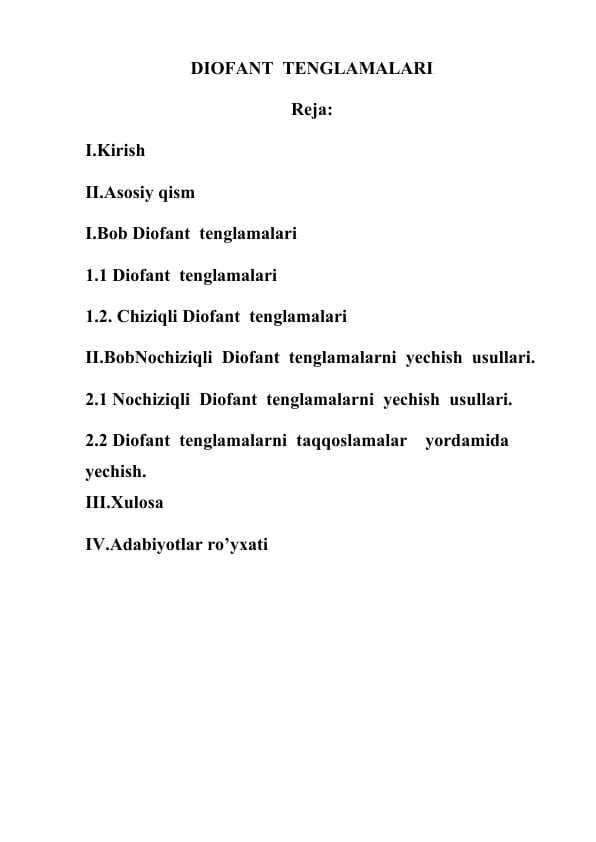 DIOFANT  TENGLAMALARI