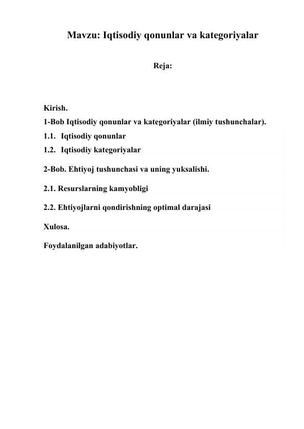 Iqtisоdiy qоnunlаr vа kаtеgоriyalаr