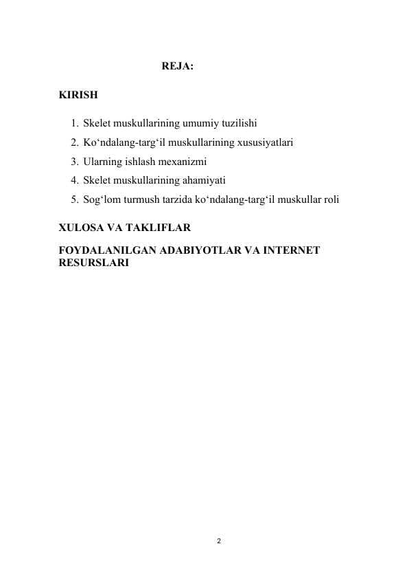 Skelet ko‘ndalang-targ‘il muskuli (Mustaqil ta'lim uchun)