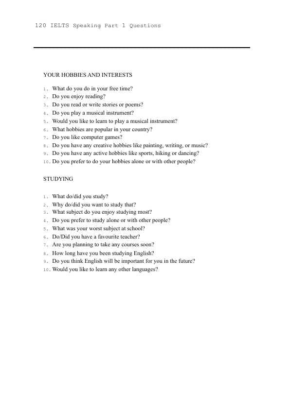 IELTS speaking part 1