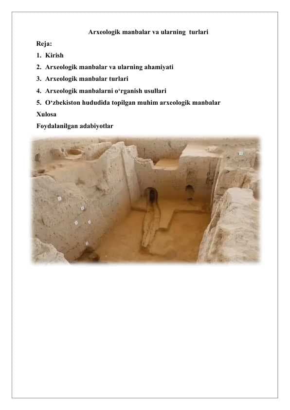 Arxeologik manbalar va ularning turlari 25