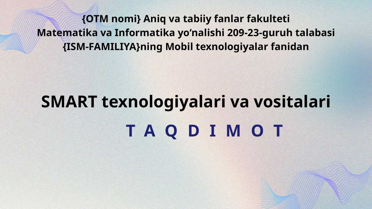 SMART texnologiyalari va vositalari