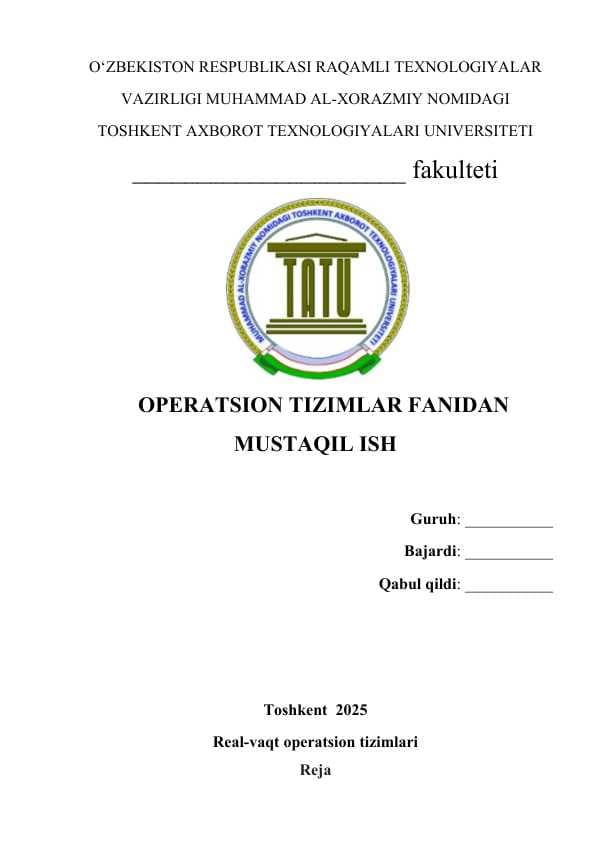 Real-vaqt operatsion tizimlari