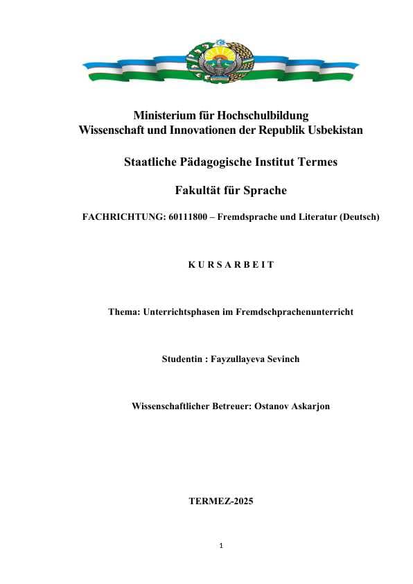 Unterrichtsphasen im Fremdschprachenunterricht