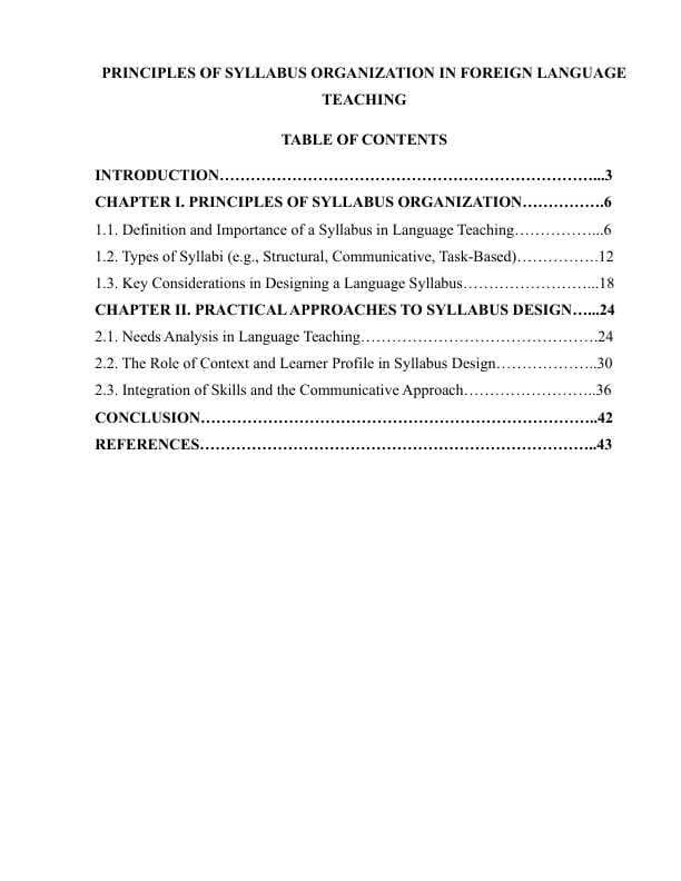 PRINCIPLES OF SYLLABUS ORGANIZATION IN FOREIGN LANGUAGE TEACHING