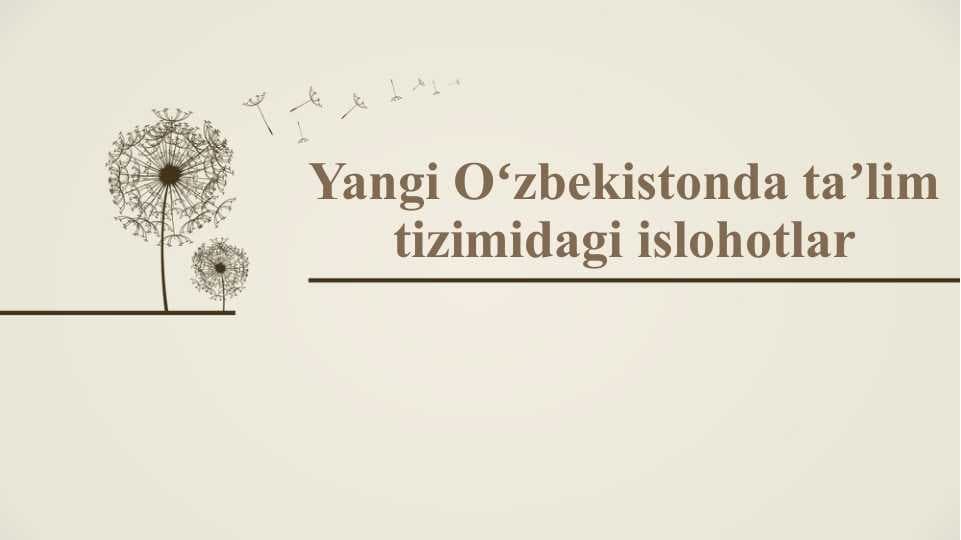 Yangi Oʻzbekistonda taʼlim tizimidagi islohotlar
