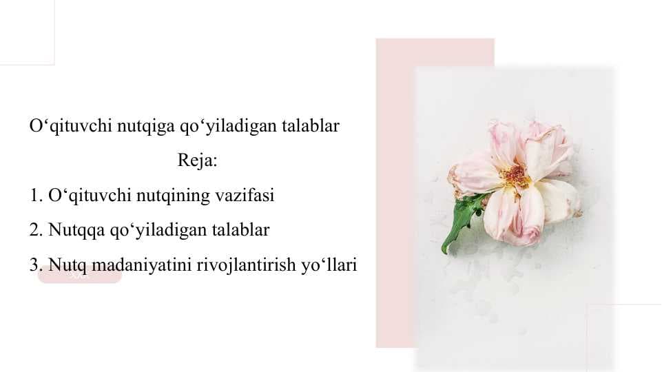 Oʻqituvchi nutqiga qoʻyiladigan talablar