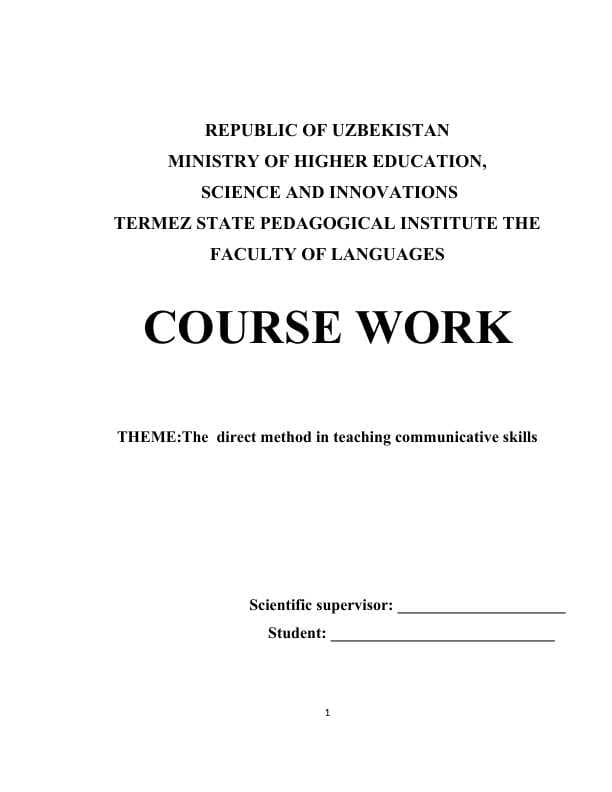 The  direct method in teaching communicative skills