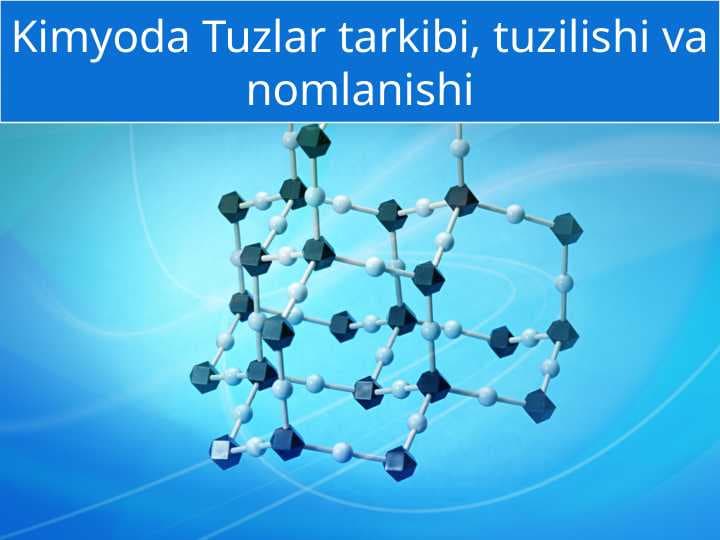 Kimyoda Tuzlar tarkibi, tuzilishi va nomlanishi
