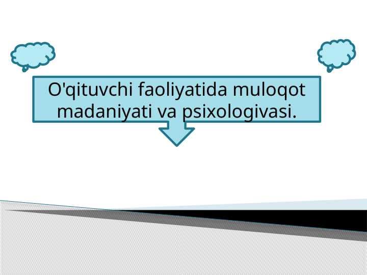 O'qituvchi faoliyatida muloqot madaniyati va psixologivasi.