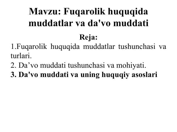 Fuqarolik huquqida muddatlar va da'vo muddati.pptx