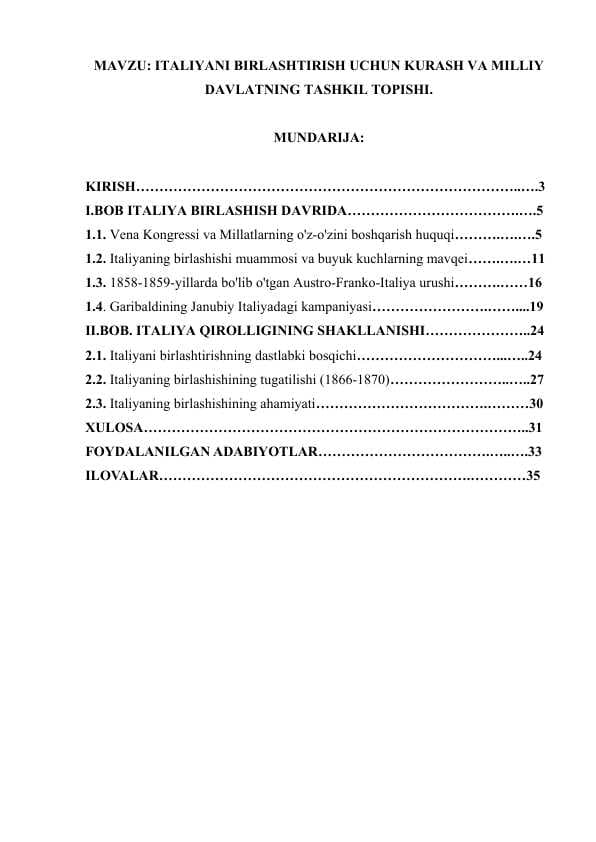 ITALIYA 18 ASR OXIRI 19 ASR BOSHLARIDA
