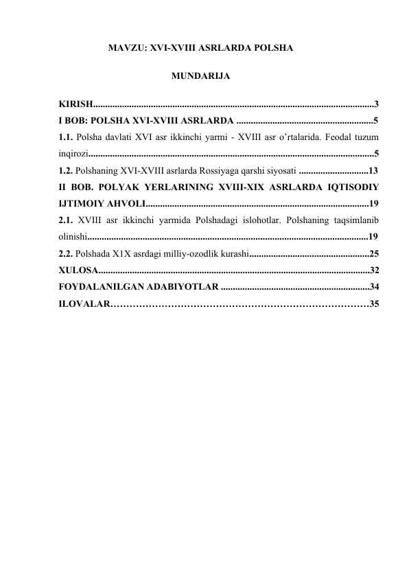 XVI-XVIII ASRLARDA POLSHA