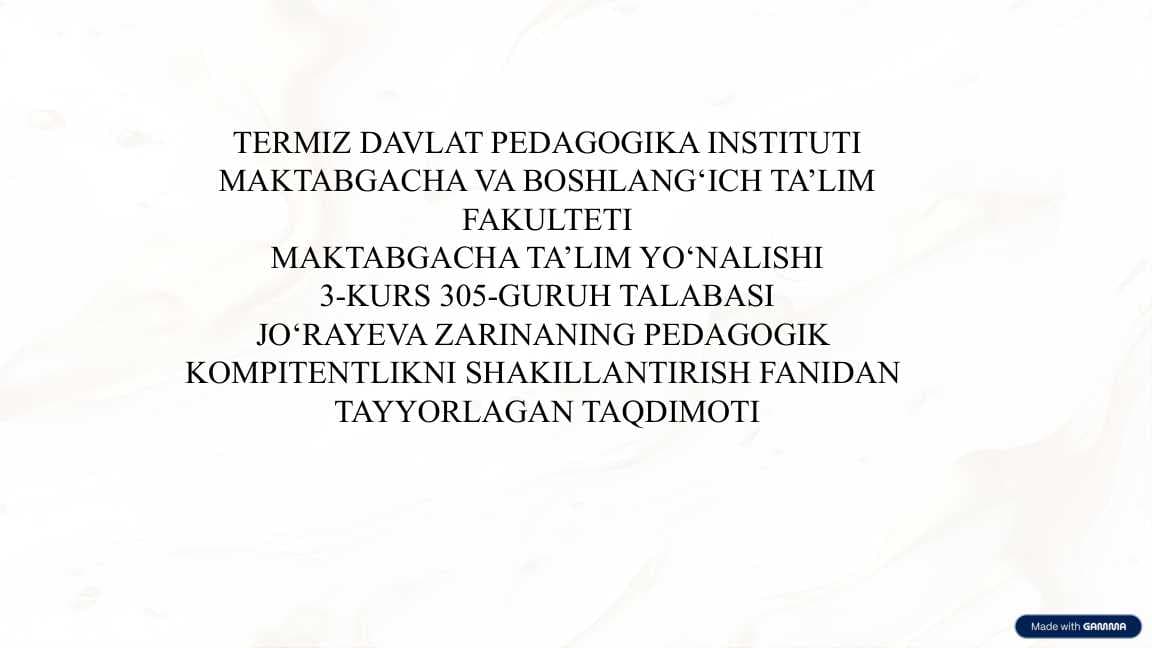 Zamonaviy tarbiyachi imijining o'ziga xos hususiyatlari