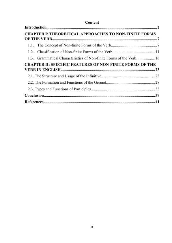 Non-finite forms of the verb