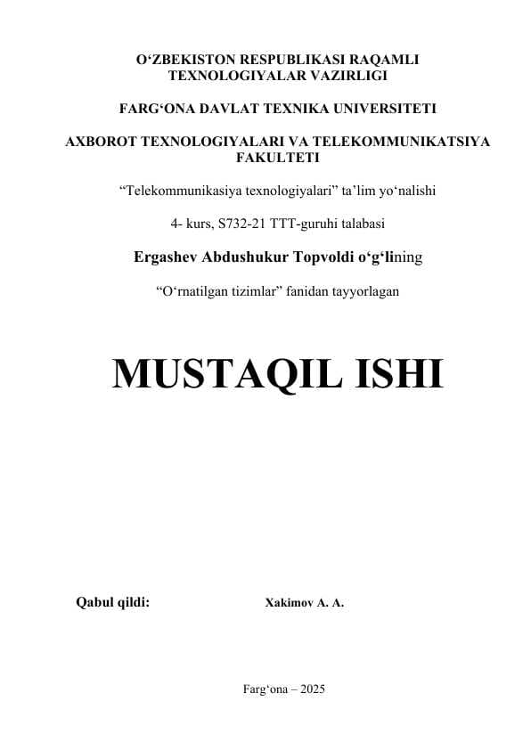 O‘rnatilgan tizimlarda shinalarni tashkil etish