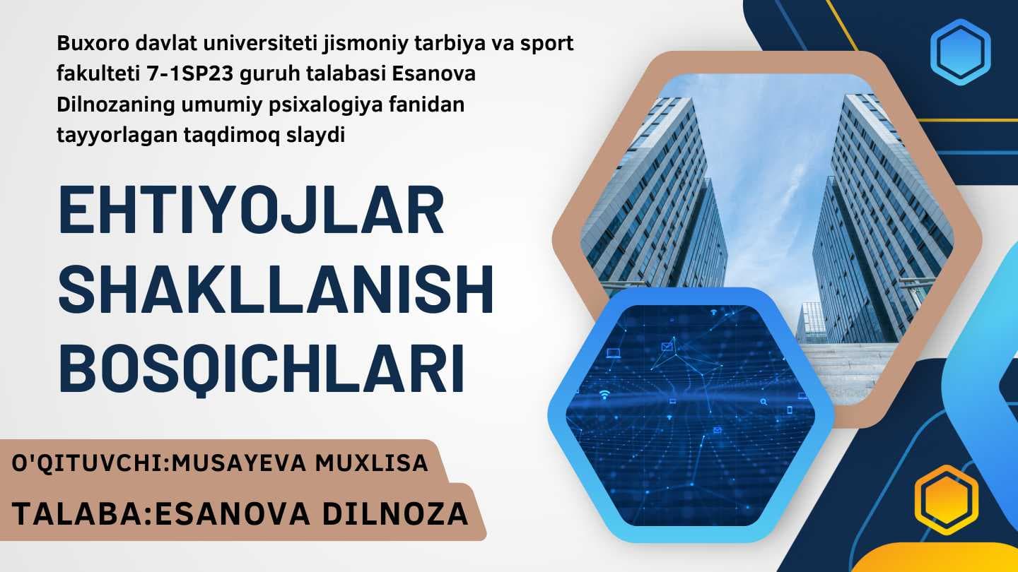 Ehtiyojlar shakllanish bosqichlari