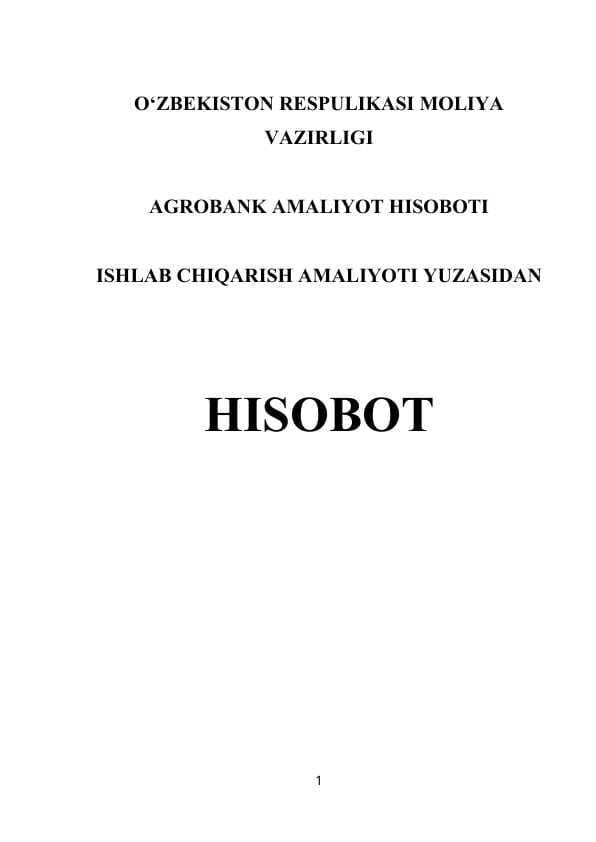 AGROBANK AMALIYOT HISOBOTI