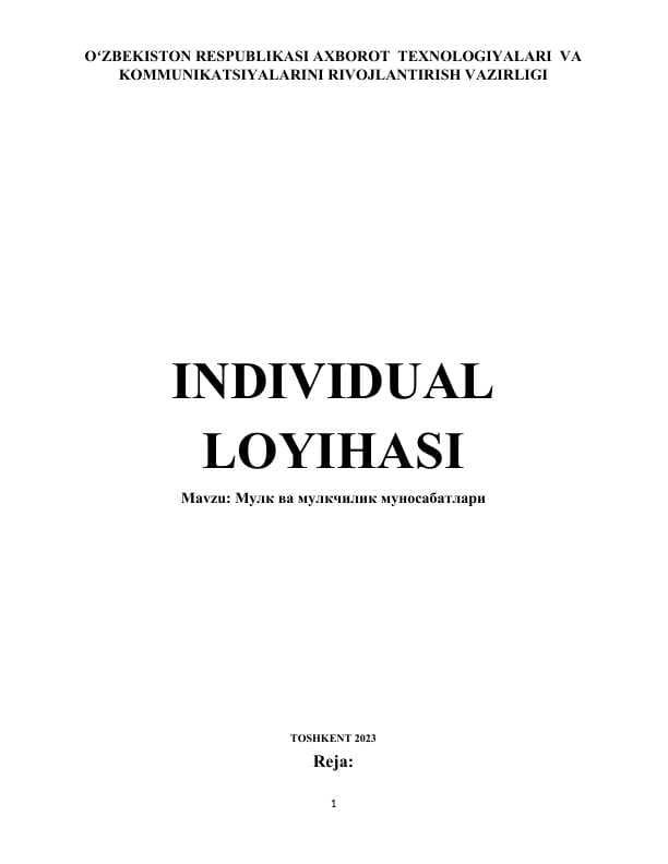Mulk va Mulkchilik munosabatlari